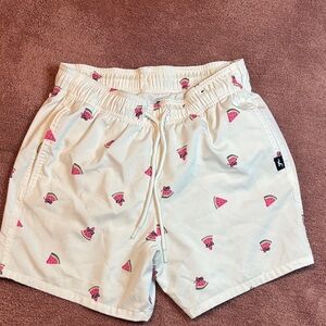 Hollister White Swim Trunks with Pink Watermelon Print